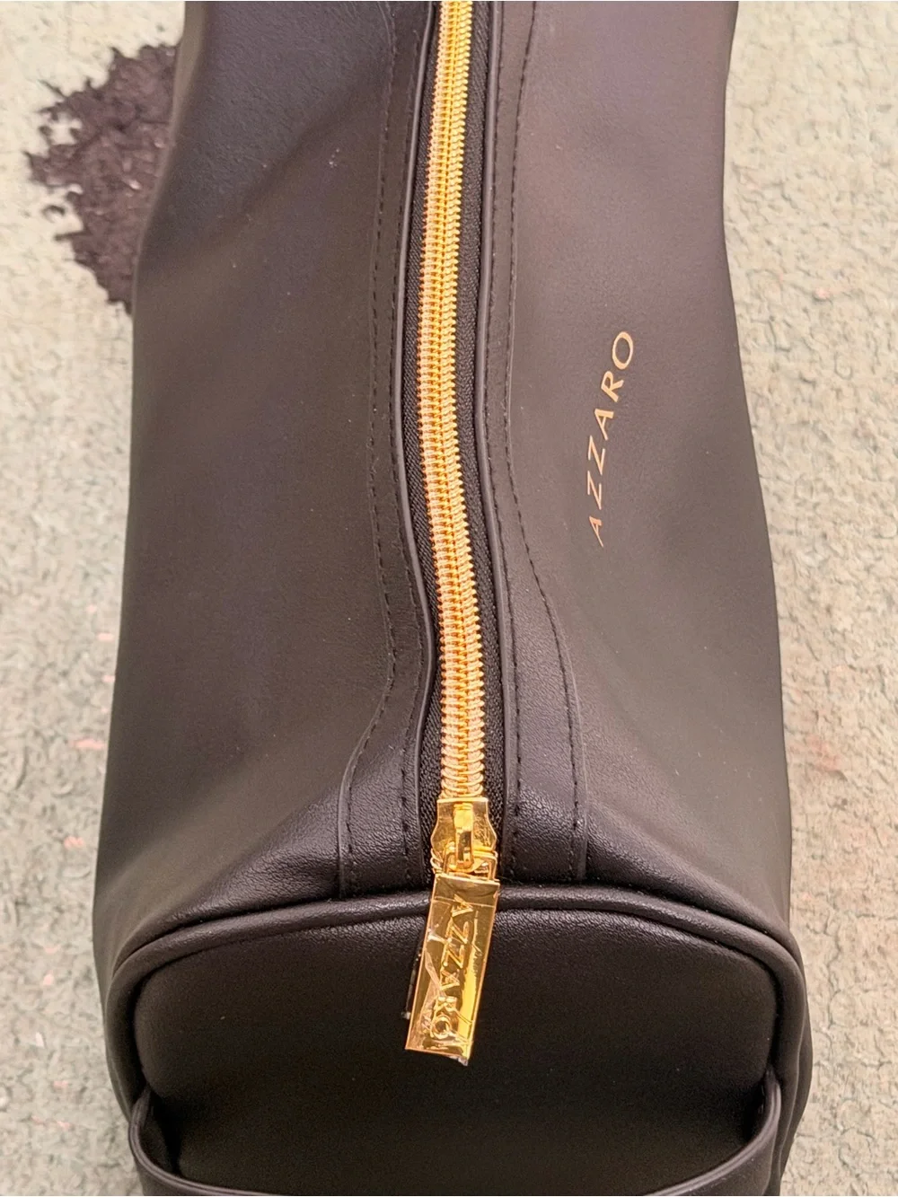 Black Leather Men's Zip Pouch with Gold-Tone Zip